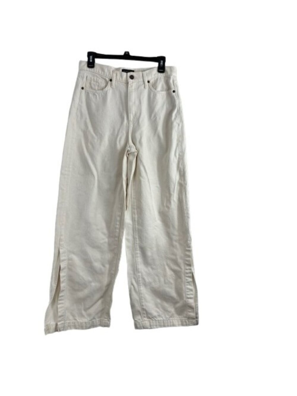 Banana Republic Premium Denim High-Rise Wide Leg Split Hem Jeans Ecru Sz 29